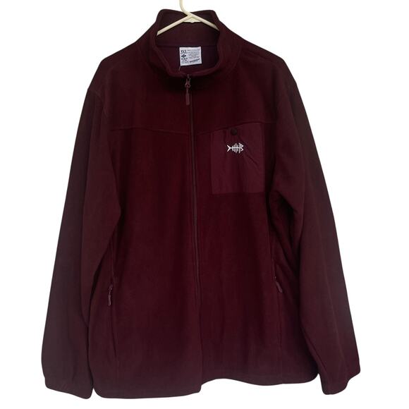 Bassdash Fleece Jacket Mens 3XL Maroon Full Zip Outdoor Fishing Hiking Warm - Picture 1 of 10